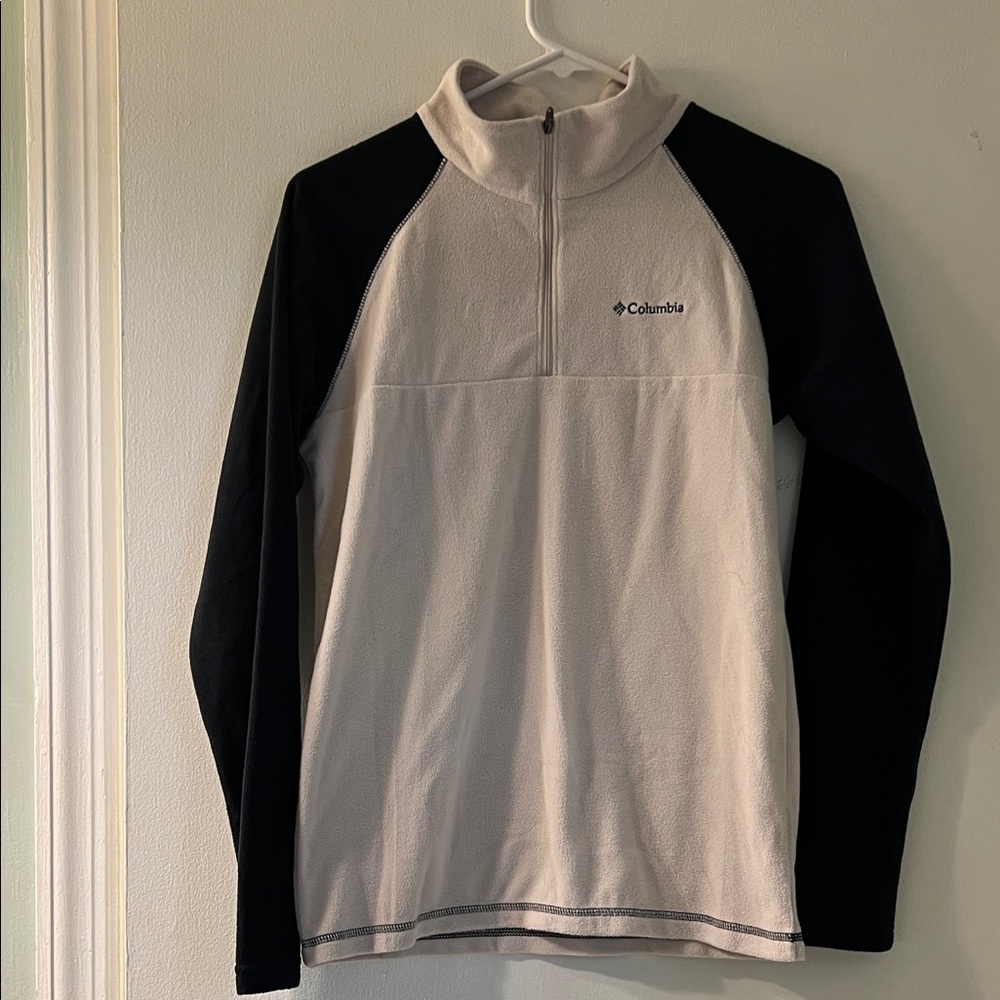 Columbia Kids' Black and Cream Quarter-Zip Sweatshirt